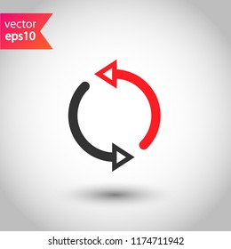 Refresh icon. Reload sign. Undo vector icon. Redo symbol. Update icon. Rotation sign. Arrow icon. EPS 10 flat symbol