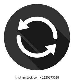 Refresh icon. Reload sign. Undo vector icon. Redo symbol. Update icon. Rotation sign. Arrow icon. EPS 10 flat symbol. Round symbol with shadow