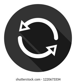 Refresh icon. Reload sign. Undo vector icon. Redo symbol. Update icon. Rotation sign. Arrow icon. EPS 10 flat symbol. Round symbol with shadow