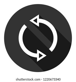 Refresh icon. Reload sign. Undo vector icon. Redo symbol. Update icon. Rotation sign. Arrow icon. EPS 10 flat symbol. Round symbol with shadow