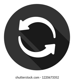 Refresh icon. Reload sign. Undo vector icon. Redo symbol. Update icon. Rotation sign. Arrow icon. EPS 10 flat symbol. Round symbol with shadow