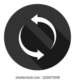 Refresh icon. Reload sign. Undo vector icon. Redo symbol. Update icon. Rotation sign. Arrow icon. EPS 10 flat symbol. Round symbol with shadow