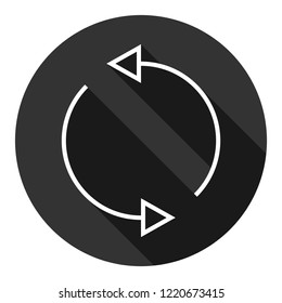 Refresh icon. Reload sign. Undo vector icon. Redo symbol. Update icon. Rotation sign. Arrow icon. EPS 10 flat symbol. Round symbol with shadow