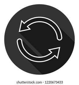 Refresh icon. Reload sign. Undo vector icon. Redo symbol. Update icon. Rotation sign. Arrow icon. EPS 10 flat symbol. Round symbol with shadow