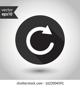 Refresh icon. Reload sign. Undo vector icon. Redo symbol. Update icon. Rotation sign. Arrow icon. EPS 10 flat symbol. Round symbol with shadow