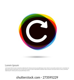 refresh icon, Reload Icon, White pictogram icon creative circle Multicolor background. Vector illustration. Flat icon design style