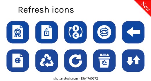 refresh icon set. 10 filled refresh icons.  Simple modern icons about  - File, Exchange, Loop, Back, Recycling, Redo, Transfer