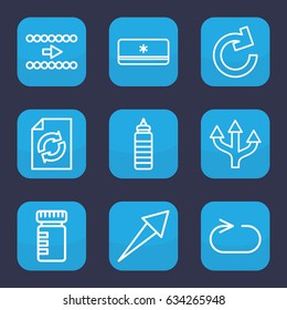 Refresh icon. set of 9 outline refresh icons such as reload, reload replay, air conditioner, arrow, bottle for fitness