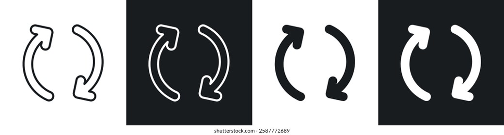 Refresh icon set black and white colors. Graphic Vector icons pack