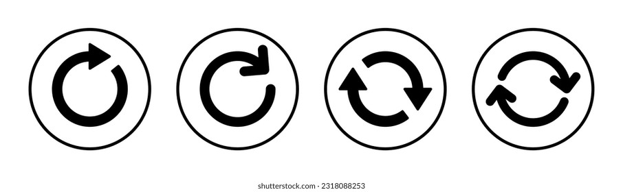 Refrescar la ilustración del conjunto de iconos. Volver a cargar el signo y el símbolo. Icono de actualización.