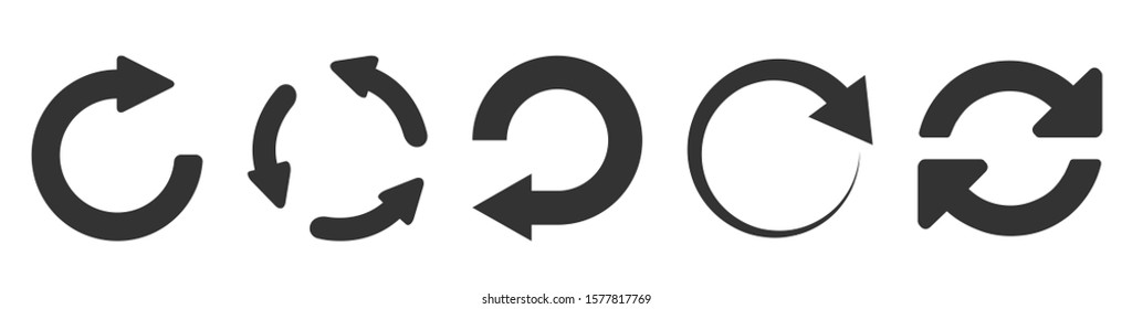Refresh icon set isolated on white. Vector illustration. 