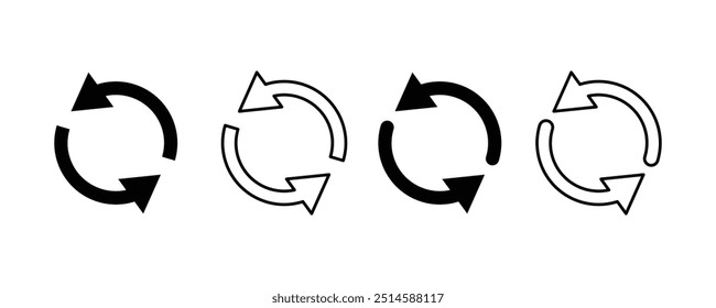 Refresh icon set. Reload icon vector. circle arrow icon set.  refresh, reload, rotation arrow icon symbol sign,