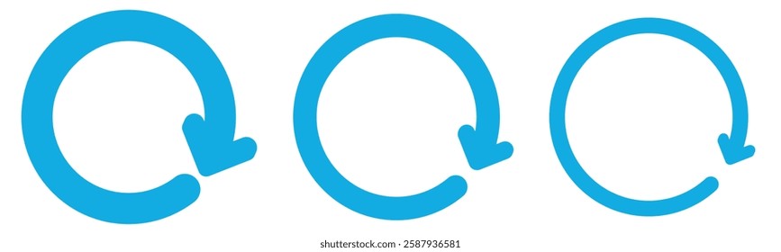 Refresh icon set. Reload icon vector. circular arrow , refresh, reload. Set of circle arrows rotating on white background. Blue refresh arrow icon vector.