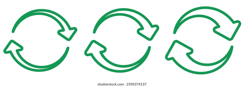 Refresh icon set. Reload icon vector. circular arrow , refresh, reload. Set of circle arrows rotating on white background. Green refresh arrow icon vector.