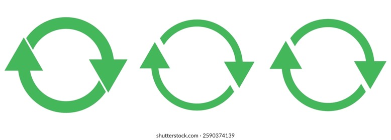 Refresh icon set. Reload icon vector. circular arrow , refresh, reload. Set of circle arrows rotating on white background. Green refresh arrow icon vector.