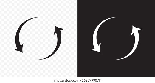 Refresh icon set. Reload icon vector. Update icon black and white on Transparent Background. EPS 10.