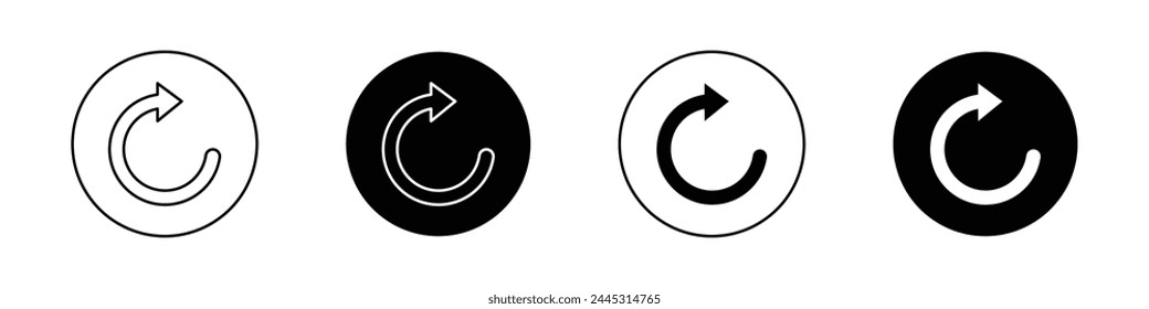 Refresh icon set. rotation arrow vector symbol. repeat, reload, or redo sign. web interface reset icon. restart or update symbol. recover data icon set.