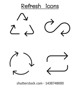 Refresh icon set in thin line style