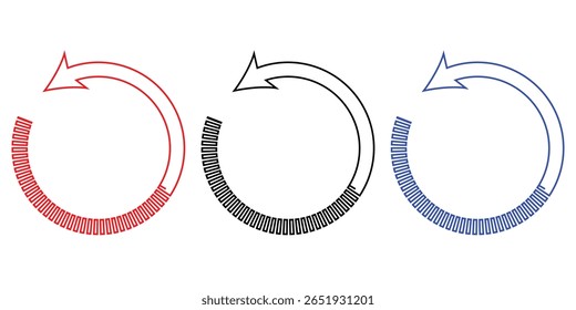 Atualizar conjunto de ícones. Ilustração vetorial. ícone vermelho preto e azul de atualização