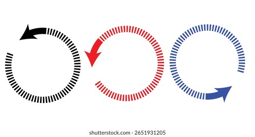 Atualizar conjunto de ícones. Ilustração vetorial. ícone vermelho preto e azul de atualização