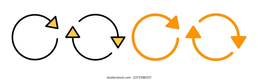 Refresh icon set for web and mobile app. Reload sign and symbol. Update icon.
