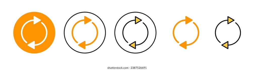 Refresh icon set for web and mobile app. Reload sign and symbol. Update icon.