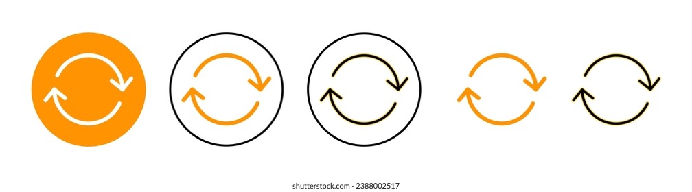 Refresh icon set for web and mobile app. Reload sign and symbol. Update icon.