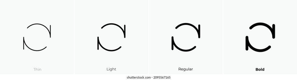refresh icon. Thin, Light Regular And Bold style design isolated on white background