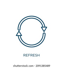 refresh icon. Thin linear refresh outline icon isolated on white background. Line vector refresh sign, symbol for web and mobile