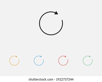 Refresh icon. Update icon. Refresh symbol. Reload arrow icon. Set of colorful flat design icons.