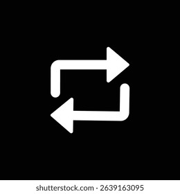 Refresh icon vector for apps or website. recycle, Repeat and reload symbol icons flat arrow rotation circle convert button sync glyph Update sign isolated on transparent background