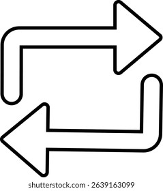 Refresh icon vector for apps or website. recycle, Repeat and reload symbol icons line arrow rotation circle convert button sync glyph Update sign isolated on transparent background