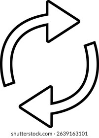 Refresh icon vector for apps or website. recycle, Repeat and reload symbol icons line arrow rotation circle convert button sync glyph Update sign isolated on transparent background