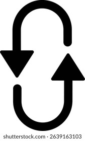 Refresh icon vector for apps or website. recycle, Repeat and reload symbol icons flat arrow rotation circle convert button sync glyph Update sign isolated on transparent background