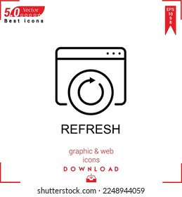 Vector de icono REFRESH. Gestión de marketing de negocios, iconos REFRESH , sencillo, aislado, aplicación , logotipo, icono plano para el diseño de sitios web o aplicaciones móviles, 
Diseño de la interfaz de usuario UX Curso editable. EPS10