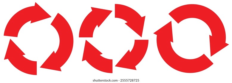 Refresh icon vector illustration. Reload sign and symbol. Set of red circle arrows rotating on white background. Vector illustration