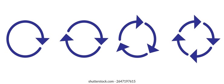 Refresh icon vector, reload icons set isolated on white background. Refresh sign, reload sign. Circular arrows. Vector illustration.