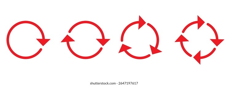 Refresh icon vector, reload icons set isolated on white background. Refresh sign, reload sign. Circular arrows. Vector illustration.