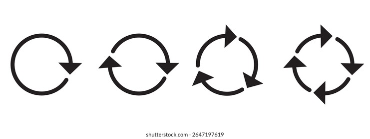 Refresh icon vector, reload icons set isolated on white background. Refresh sign, reload sign. Circular arrows. Vector illustration.