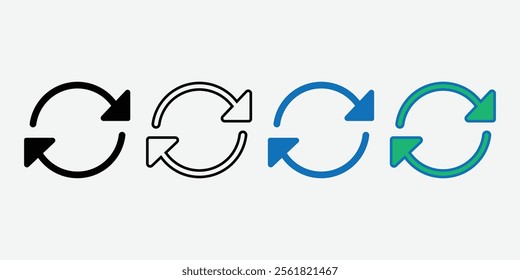 Refresh Icon Vector. Rotate Icon Set. Research Sign. Restart Symbol. Reset Symbol Vector Illustration.