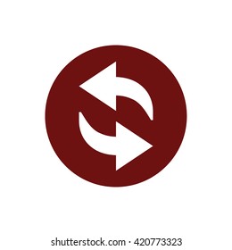 Refresh icon vector sign. Red circle. Red button
