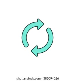 Refresh icon vector symbol, blue refresh button, rounded outline flat, rotation loop pictogram, update icon modern design isolated on white background