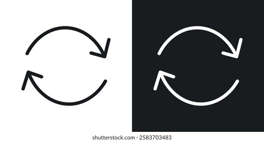 Refresh icons collection in black and white filled and line versions
