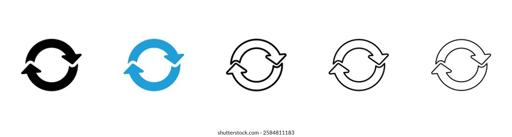 Refresh icons collection vectors in black and blue