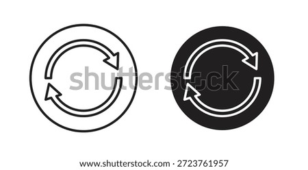 Refresh icons in filled, thin line, outline and strokes
