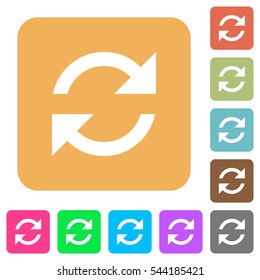 Refresh icons on rounded square vivid color backgrounds.
