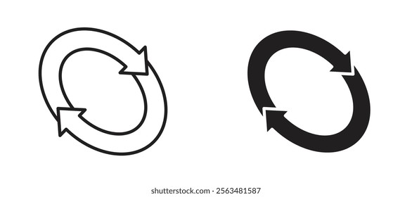 Refresh icons in outline and fill. vector illustration for ui.