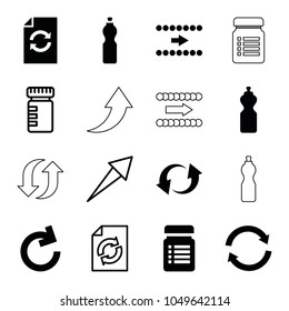 Refresh icons. set of 16 editable filled and outline refresh icons such as fitness bottle, arrow, update, reload