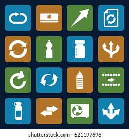 Refresh icons set. set of 16 refresh filled icons such as reload, update, reload replay, air conditioner, arrow, bottle for fitness