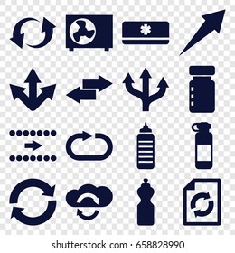 Refresh icons set. set of 16 refresh filled icons such as reload, update, reload replay, air conditioner, arrow, cloud sync, bottle for fitness